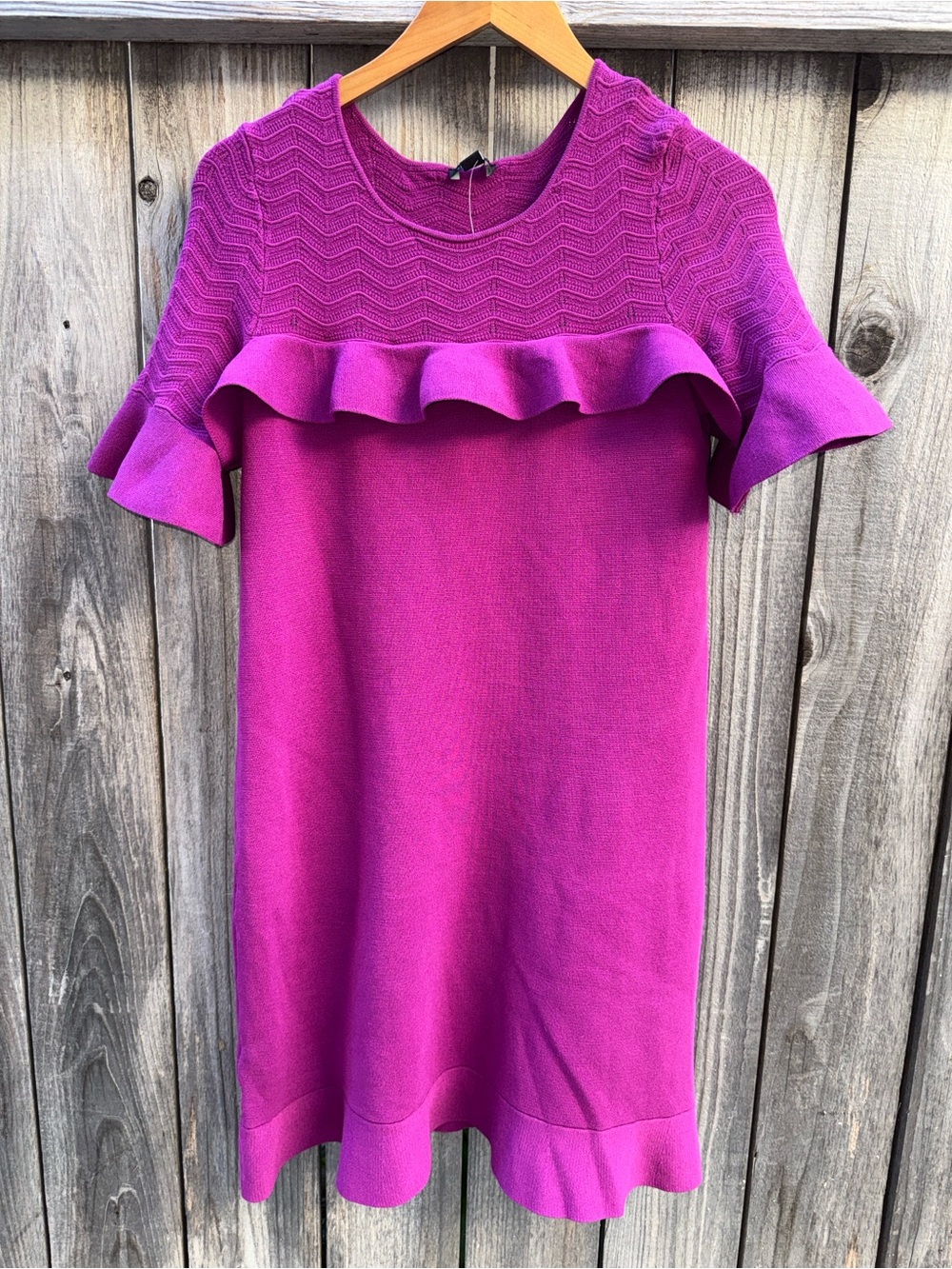 Ann Taylor Chevron Ruffle Sweater Dress Size Small - Picture 2 of 8